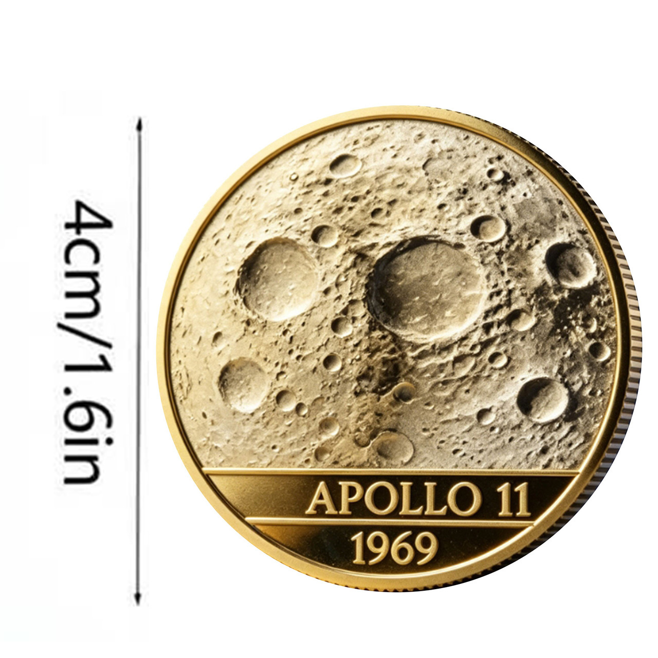 TEMU 1pc Lunar Landing Commemorative 1969 Theme Commemorative Coin Lunar Surface Earth Aerospace History Design Commemorative Medal Alloy 3d Relief