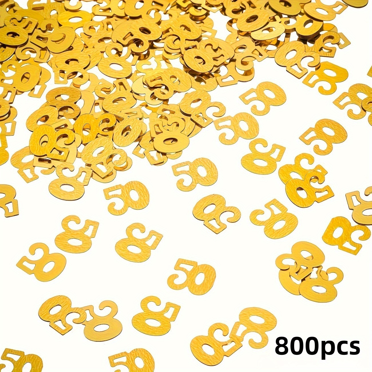 TEMU 200/400/800pcs Decoraciones Doradas para el 50º - Metálico de PVC Números Dorados para Fiestas de Aniversario, Adornos de Mesa, Decoración para