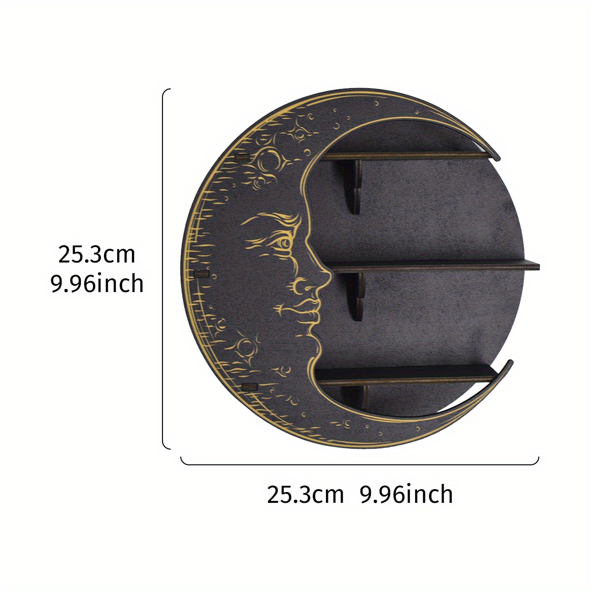 TEMU 1pc, 9.96*9.96 Inch Wooden Moon Decorative Shelf, Creative Animal Element Crystal Display Shelf Wall Decor, Diy Assemble Wooden Craft Hanging