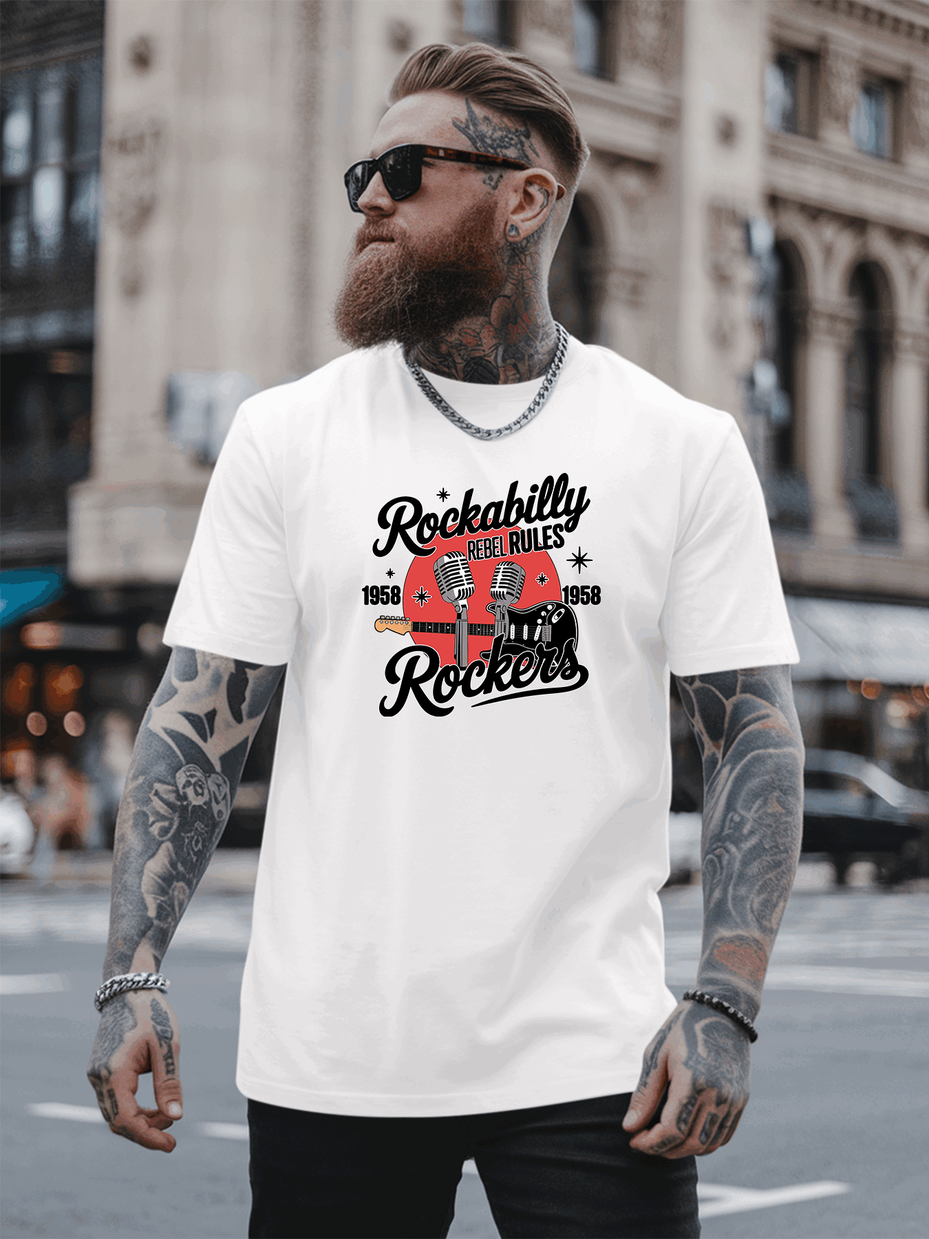 camiseta gráfica rockabilly 1958 hombre camiseta Temu Spain