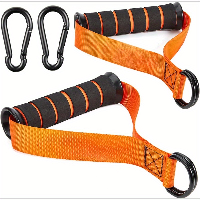 TEMU Orange Cable Machine Handles - Durable Gym Resistance Bands With Ergonomic Grip Attachments For Home Gym Training, Full-body Workout Equipment