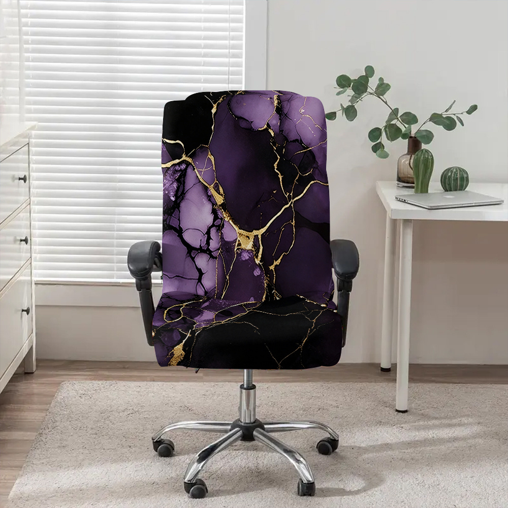 TEMU 1pc Of A Purple, Black, And Cover For Office Use, Made From Fabric Elastic, Removable, And Machine Washable. Ideal For Decorating Office,
