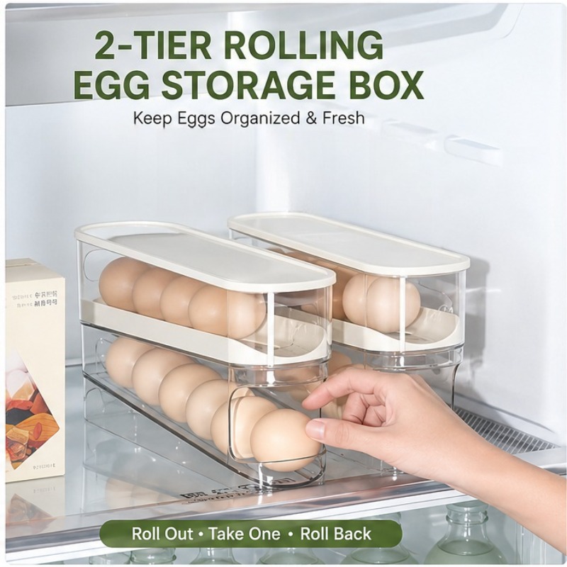 Food Grade Egg Storage Box! Ready-to-use Automatic Replenishment, Instantly Refrigerator Space, A Kitchen Storage Tool Suitable For Refrigerator Storage, Kitchen, And Daily Household Use