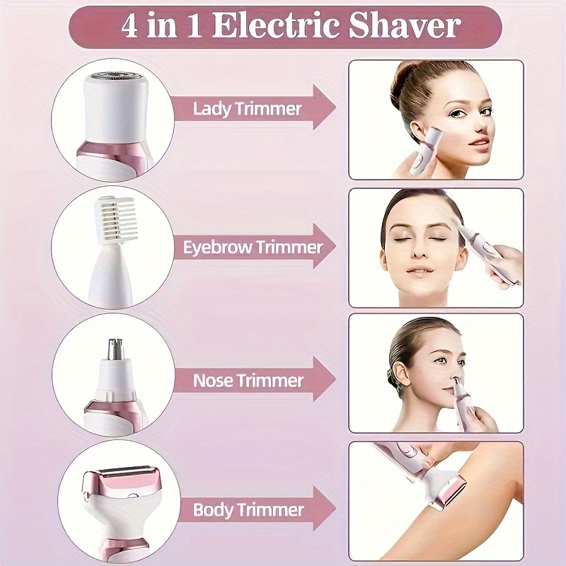 Set epilator electric multifuncțional pentru femei, încărcare USB, potrivit pentru îndepărtarea părului de pe sprâncene, nas, față, picioare și alte zone. Portabil și delicat, este un cadou perfect pentru prietenele tale.