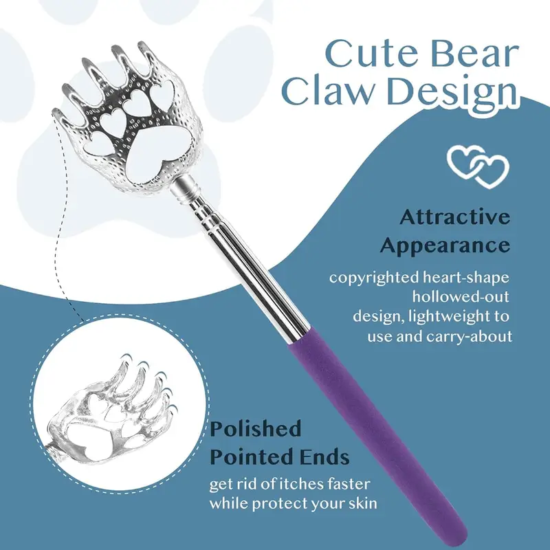 (4-pack) portable extendable telescopic scratchers/hand massager/ with rubber handles, personal care, portable accessory, telescopic design, durable construction, lightweight tool, scratch aid, gadget, gift idea, pet owners Product details 0
