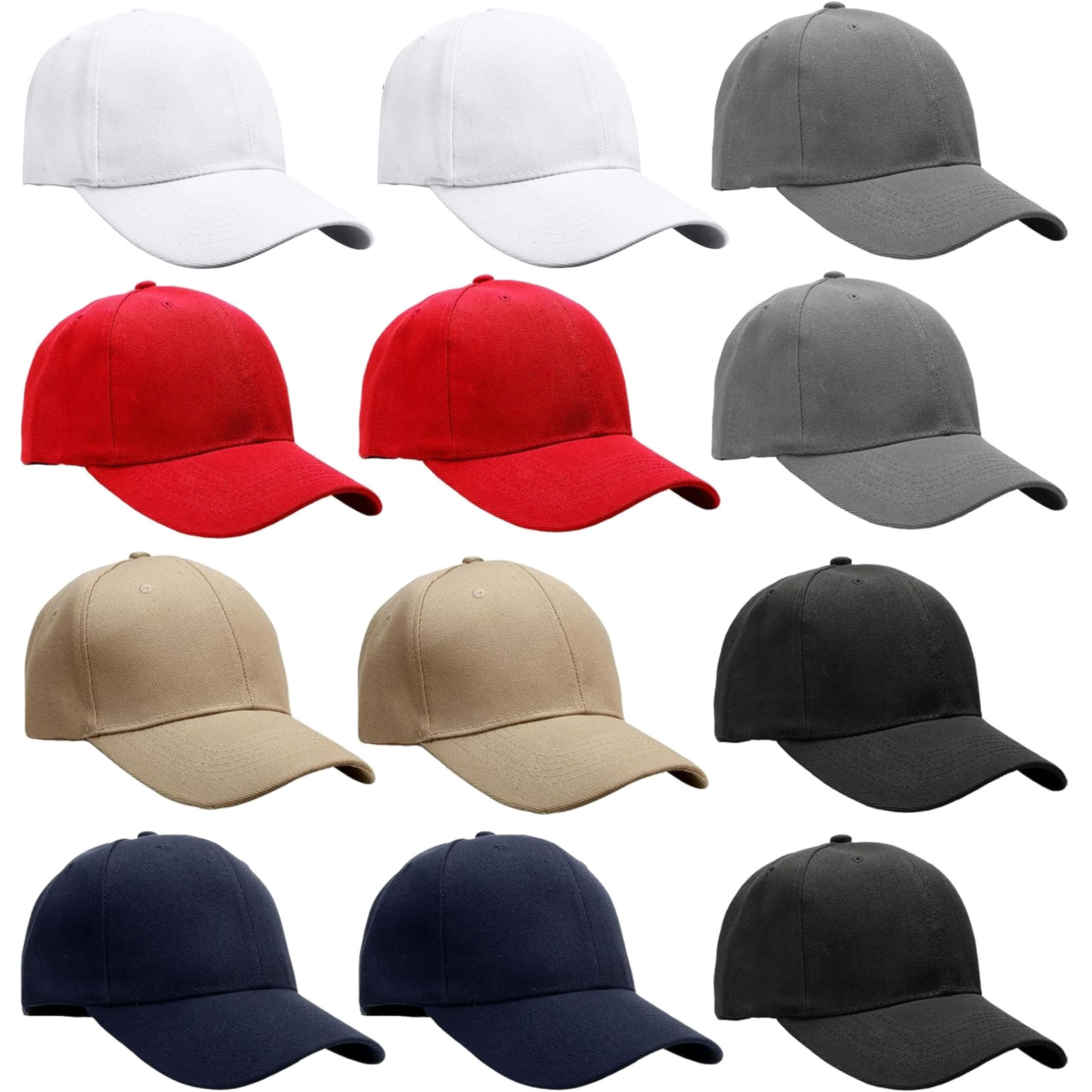 TEMU 12pcs Plain Baseball Caps, Adjustable Baseball Caps, Lot Unisex Baseball Caps