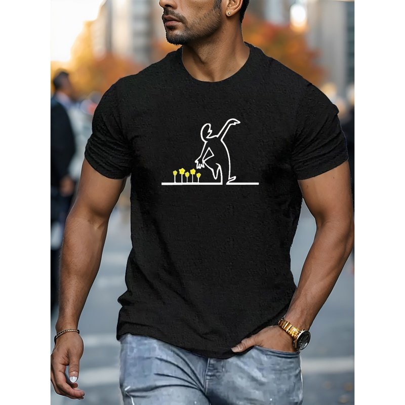 

Men's 2025 Geometric Print T-shirt - Casual Short Sleeve, Breathable Polyester, Machine Washable - Summer