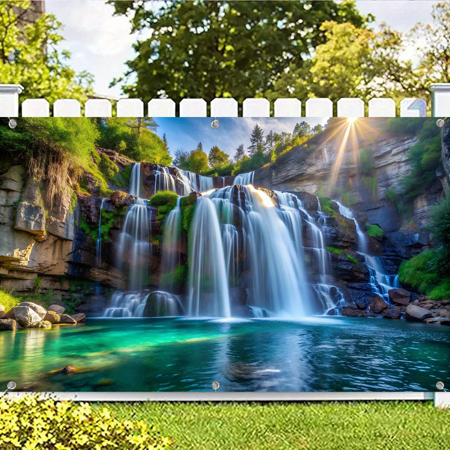 E-shop Große, prächtige Wasserfall-Landschaft Garagentor-Banner - Kein erforderlich, für Outdoor-Partys und festliche Dekorationen -