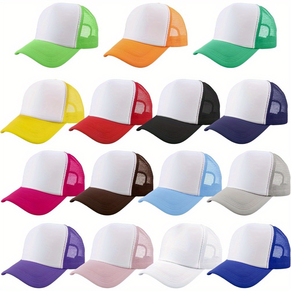 E-shop 15 Stück LKW Cap Bulk Sommer Mesh Baseball Cap Blanko Sublimation Sommer LKW Cap