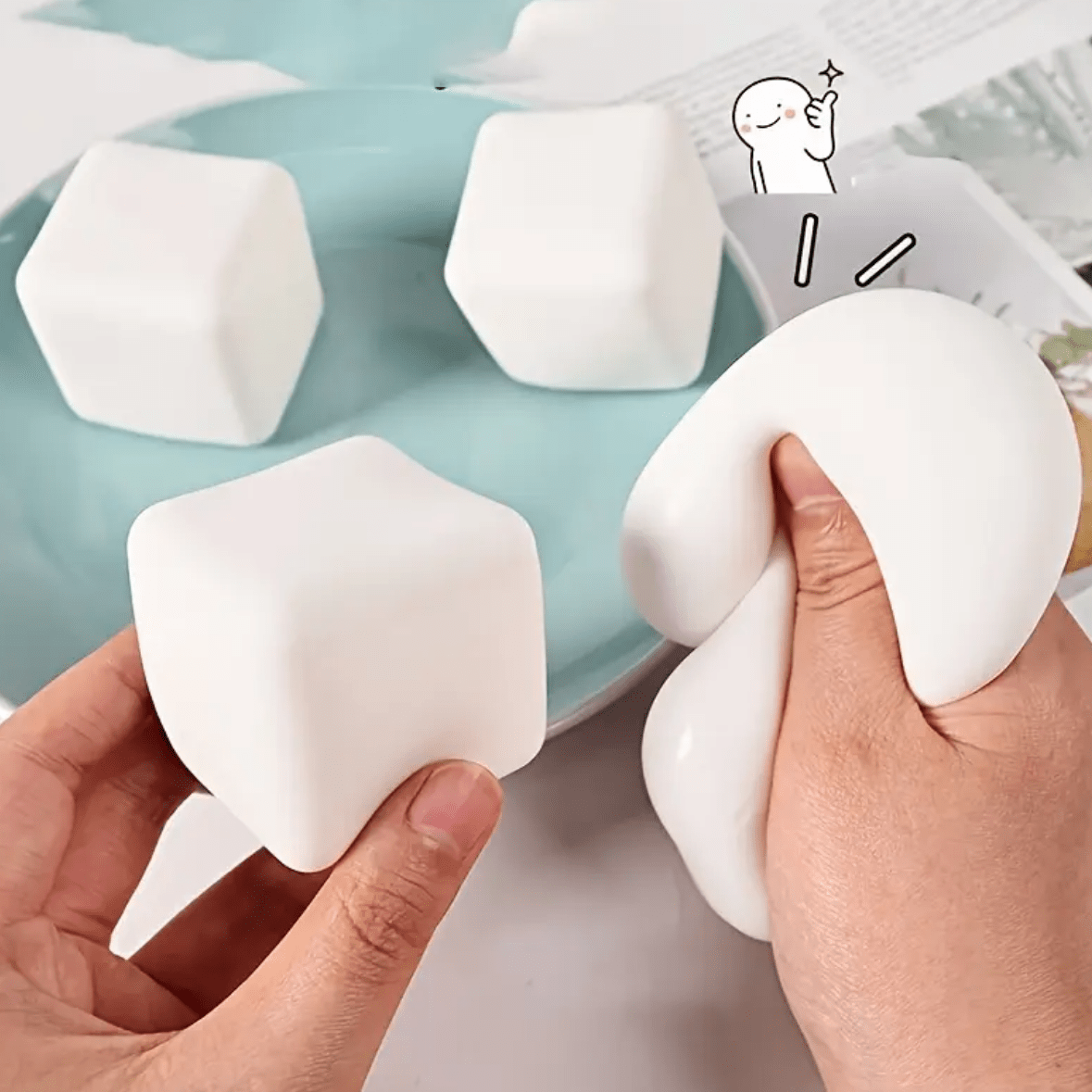 4pcs Soft White Squeezing Simulation Tofu Kneading Toys - Slowly Rebound Blocks, Perfect Holiday Gift, Novelty Gadgets for Christmas and New Year, Stress Relief Toys|Novelty Gift Item|Soft Texture