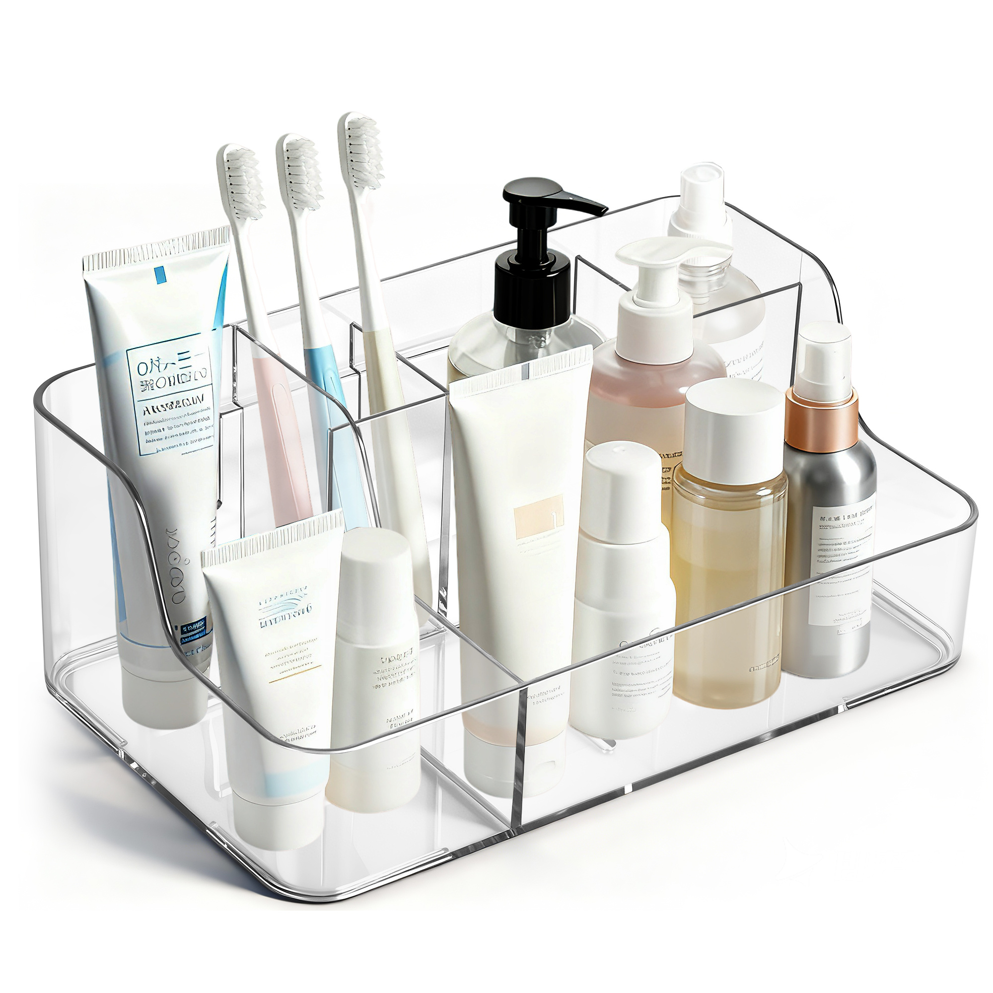 Image of 4-color Cosmetic, Kitchenware, Office Supplies, And Toiletries Storage Box, Suitable For Bathroom, Vanity, Kitchen, Office, Includes Adhesive Pads For Wall Storage, Perfume Organizer