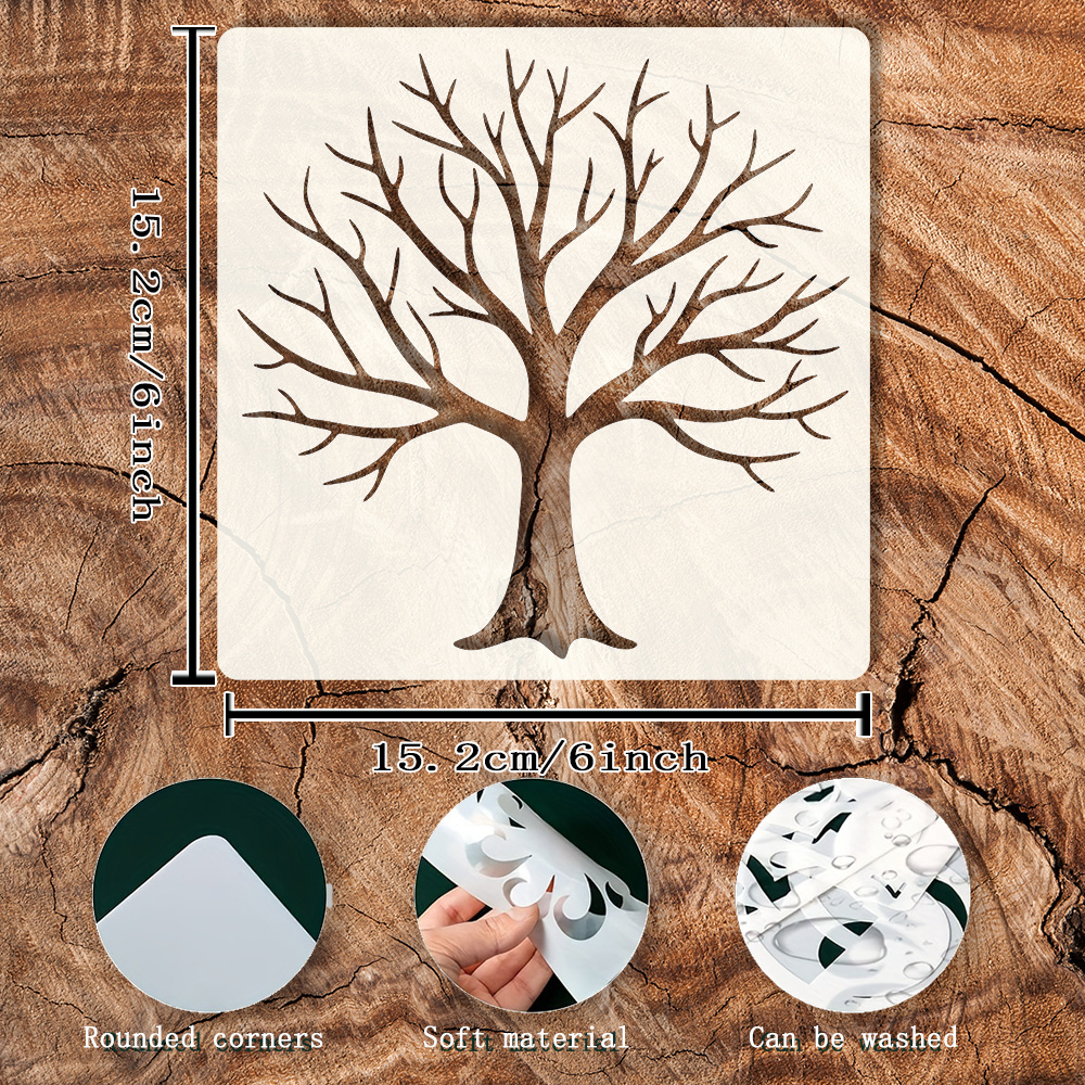Tree Of Life Stencil 6x6" - Reusable Painting Template For Diy Crafts, Fabric & Canvas Art Supplies