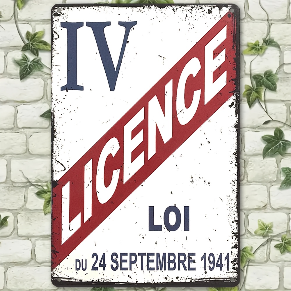 TEMU 2D Plat - 1pc Panneau Décoratif et Ornement Rétro IV - Art Mural Rétro 1941, 5.0 X 7.87 Pouces, Vieilli, et Rouge " License IV" Lettres, Idéal