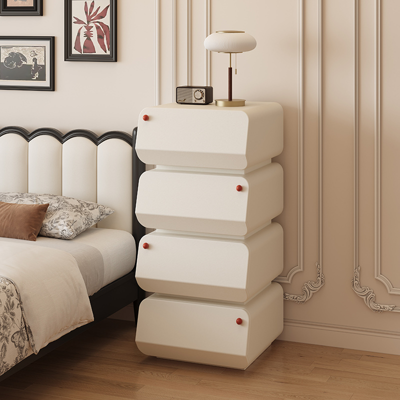 Modern Stackable Nightstand, 1set Double-decker Locker. Modular Bedside Table, Minimalist Black & White Storage Drawer, Space-Saving Accent Furniture for Bedroom & Living Room, Silent Soft Close Rails, Scratch-Resistant PU Finish, Easy Assembly