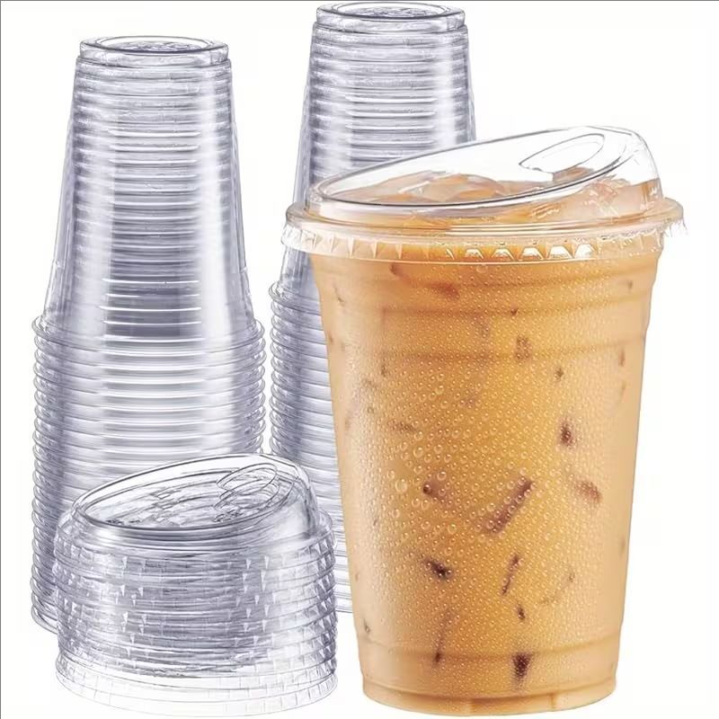 50pcs 12oz 16oz clear disposable lidded coffee cups insulated plastic leak proof design for iced coffee smoothies cold drinks ideal for   beverage shops parties picnics coffee bar accessories