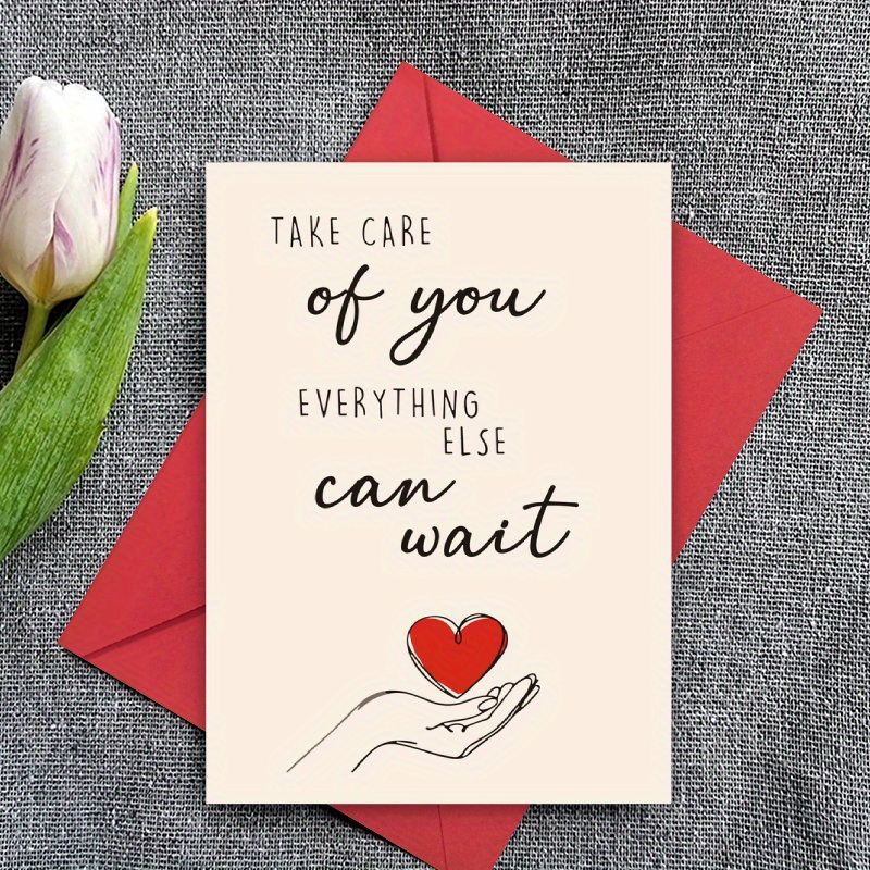 TEMU 1pc Greeting Card And 1pc Envelope. 2d Flat 1pc Fun And Cute Inspirational Card, Creative Gift Suitable For , Encouraging Patients And Divorced