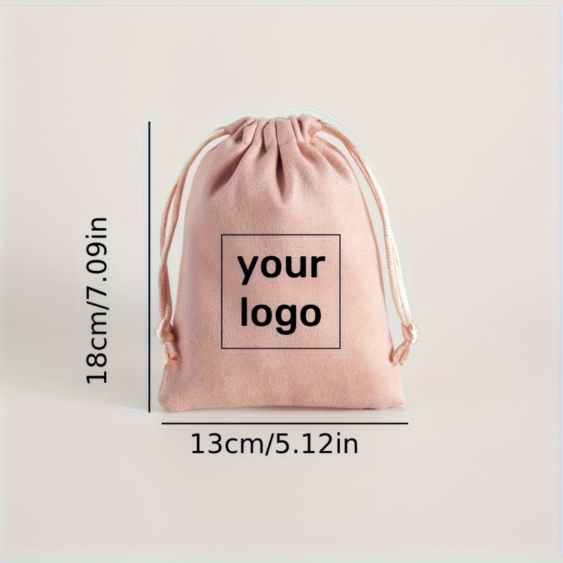 Custom Logo and Name Gift Bags, Soft Flannel Jewelry Pouch