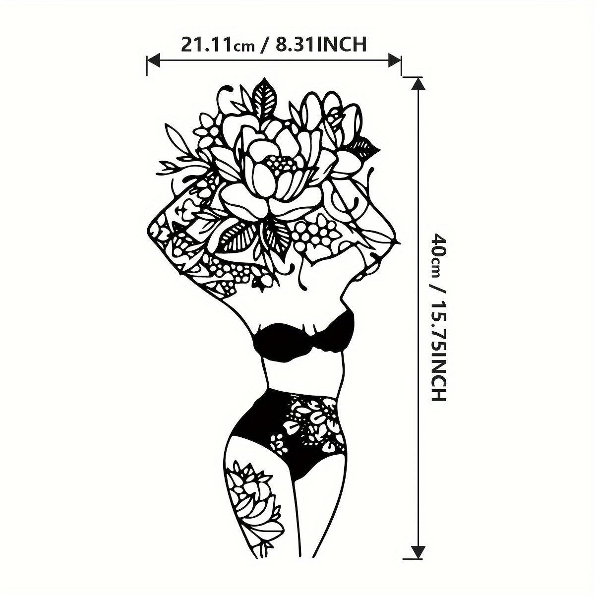 Image of Floral Women Metal Wall Decor, Female Body Metal Art, Abstract Floral Women Metal Art, Bedroom Art Set, Bathroom Wall Decoration, Minimalist Line Art, Female , Bathroom Wall Art, Home Gift