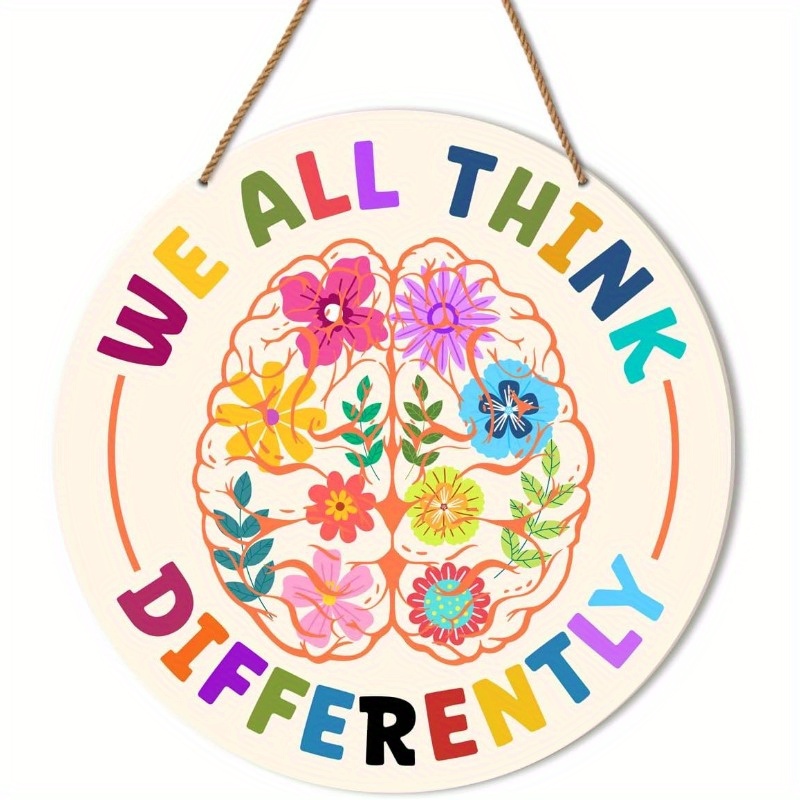 TEMU 2d Flat - 2d Printed Wooden Piece For Mental Health Wall Decoration, For Neurodiversity In Home Classrooms And Therapy Consultation Offices,