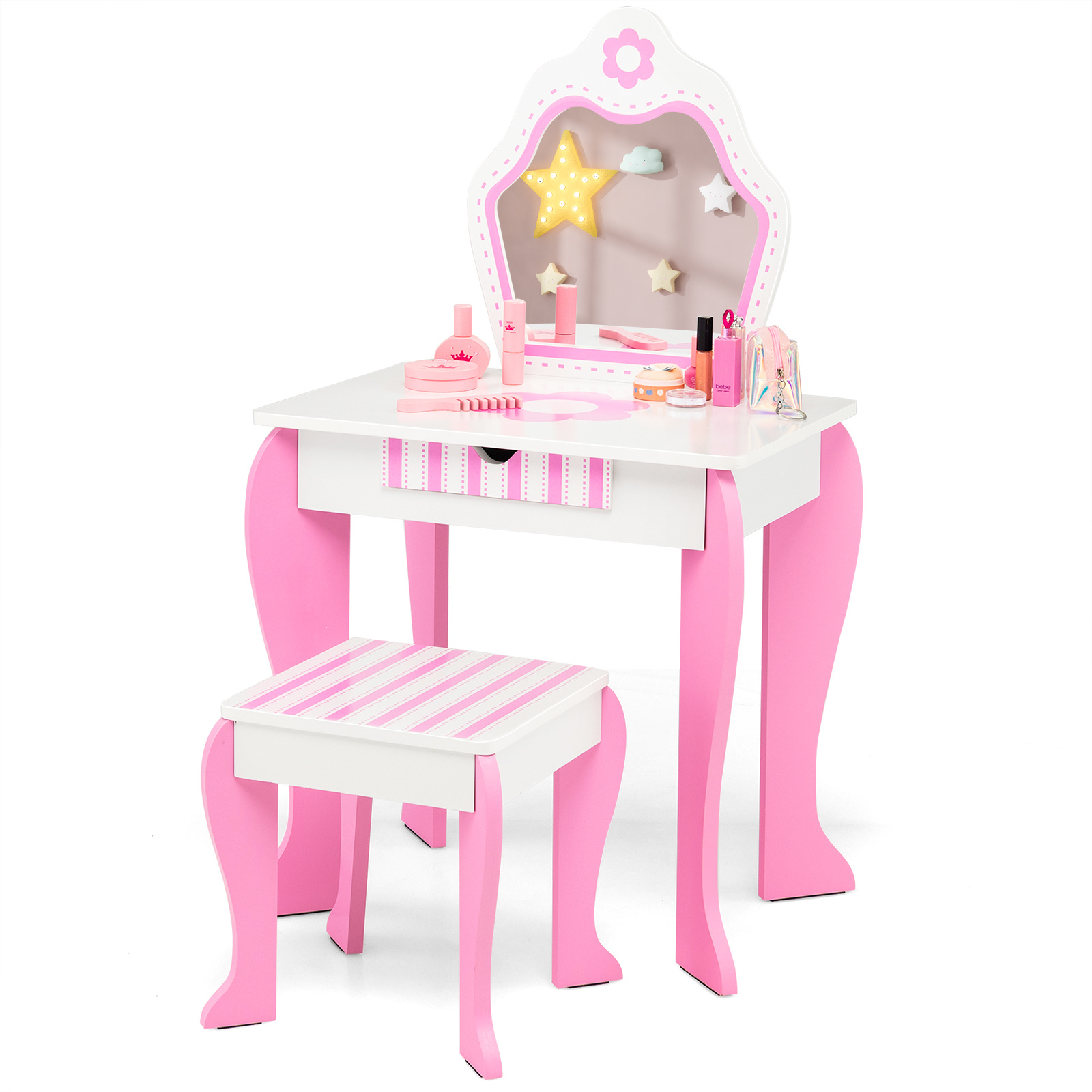 

Maxmass Set For 3-6, And Makeup Dressing Table Stool, Wooden Cosmetic Desk And Accents, Maxmass