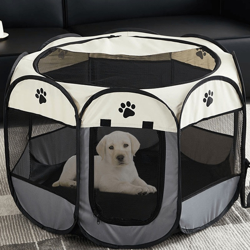TEMU 1pc Durable Oxford Cloth, Foldable Pet Fence, Anti-grab, Portable Octagonal Design, Suitable For Indoor And Outdoor (s, M, L) Travel Pet