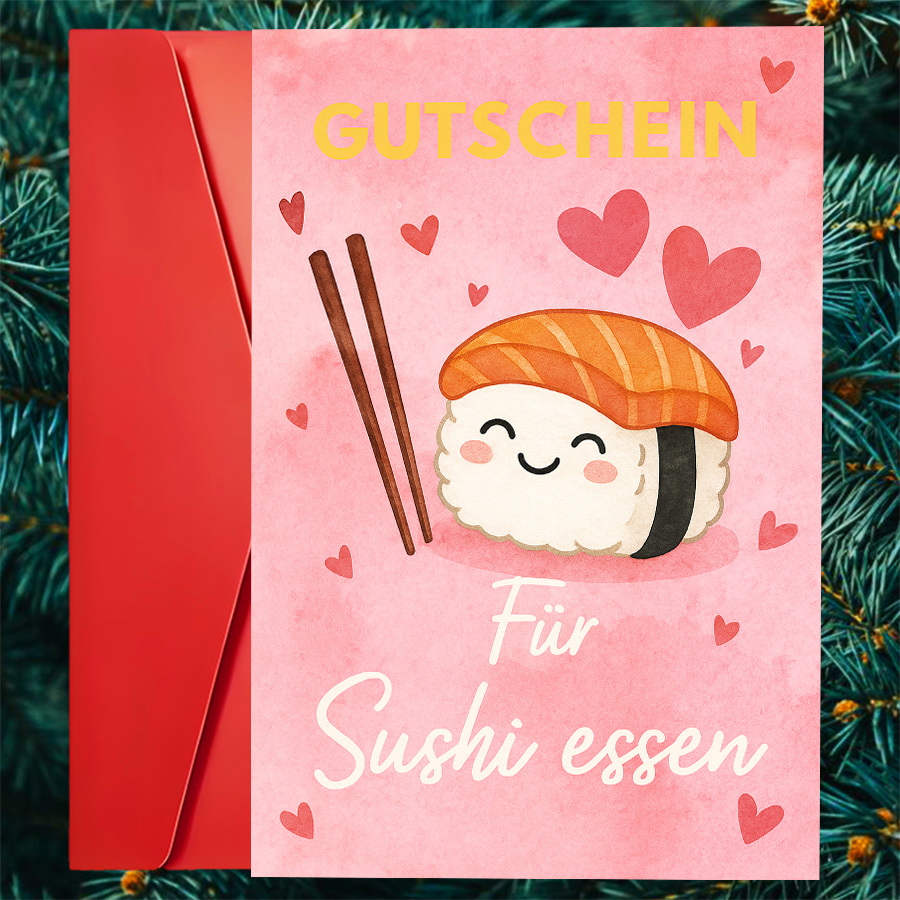 Image of A Single Adorable Sushi-themed Greeting For Food Enthusiasts, Perfect For Romantic Events, Anniversaries, And Date Nights, Making It A Great Gift For During Special Occasions