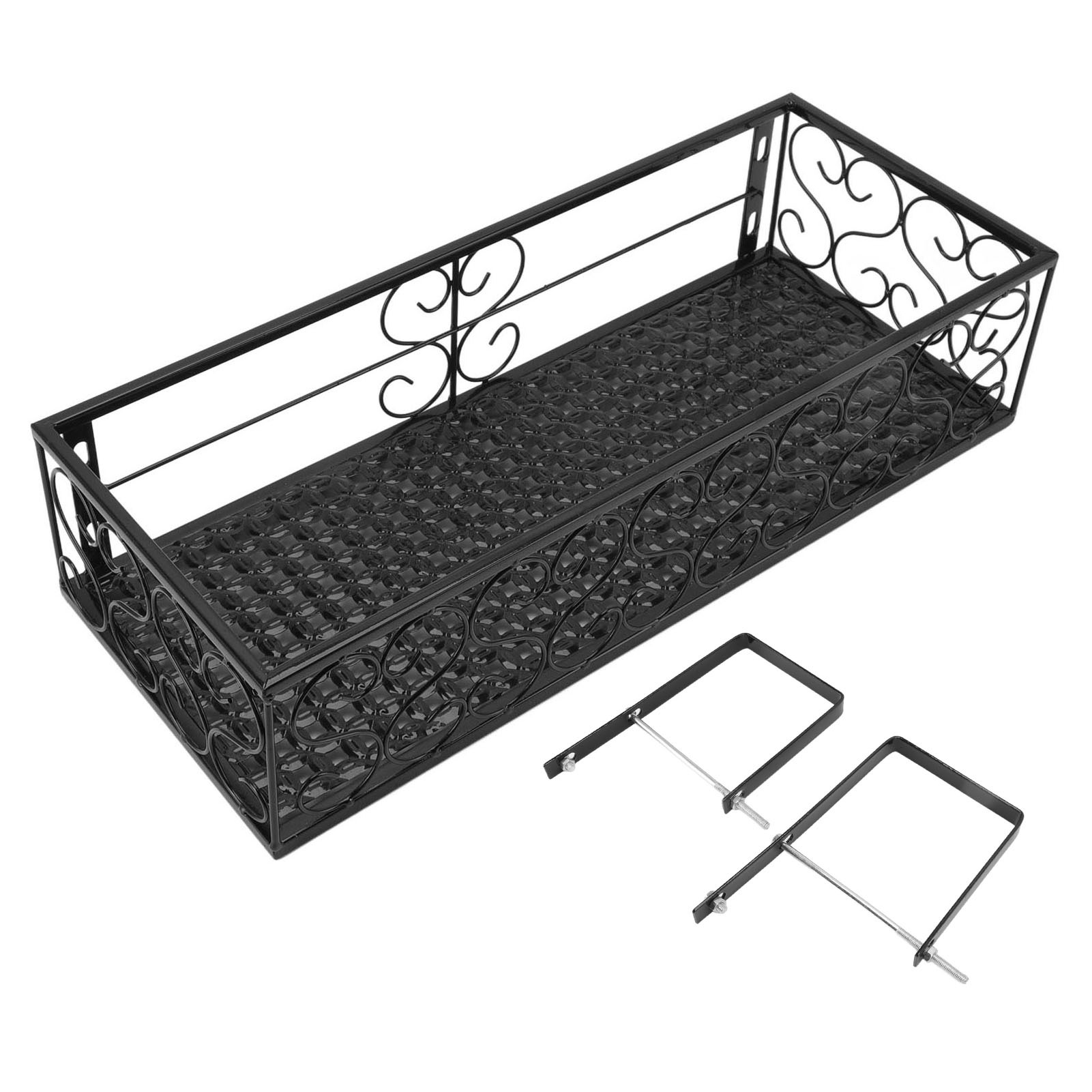 Image of Balcony Flower Rack Hanging Flower Pot Hanger Hanging Wrought Iron Fence Indoor Windowsill Succulent Shelf