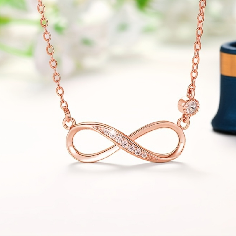 Women's Elegant Infinity Necklace with Synthetic Zirconia, Gift for Her