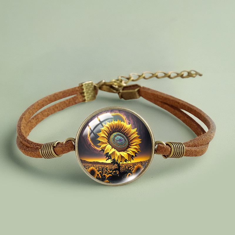 Galaxy Sunflower Handmade Glass Bracelets for Men
