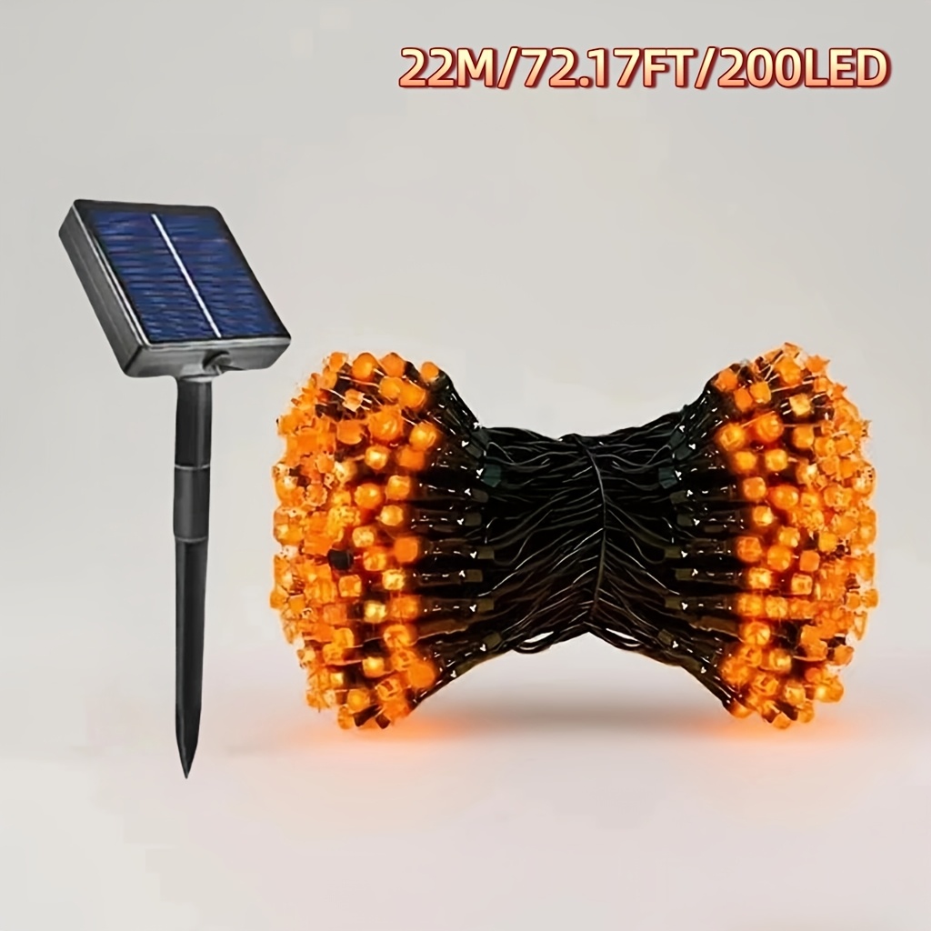 TEMU 1 Pack Purple/purple-orange/ Halloween String Lights Outdoor Ip65-rated Solar Led String Lights 8 Solar Fairy Lights For Party Trees, Weddings,