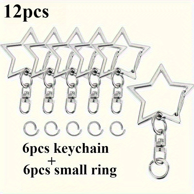 TEMU Gift For Her/him 12pcs Keychain Set (including 6pcs Star Keychains And 6pcs Split Rings) Includes Creative Keychains, Pet Buckle Additions, Doll