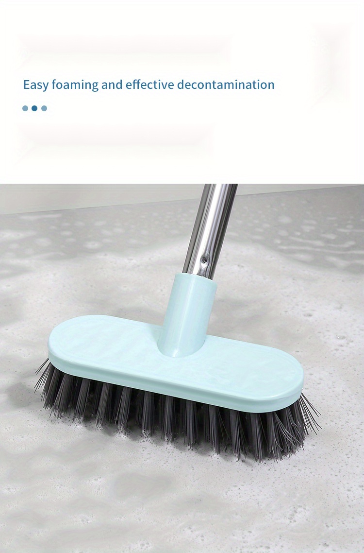 1pc floor scrub brush with long handle hard bristles plastic material ideal for bathroom and carpet cleaning details 2