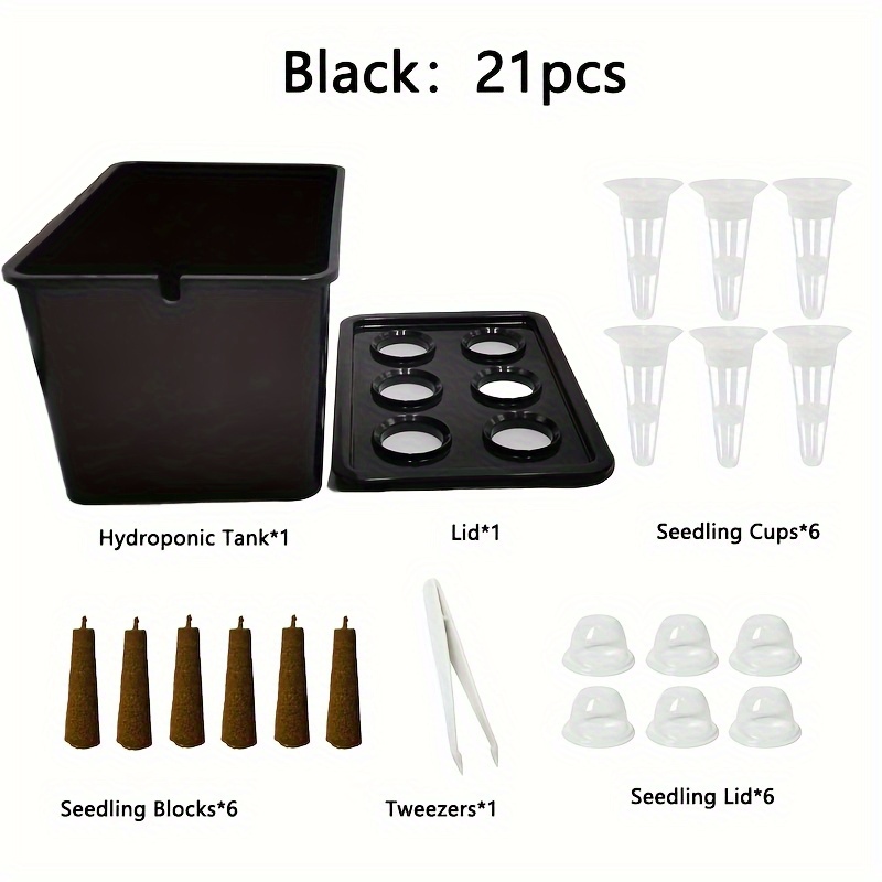 21pcs Plastic Nursery Pot, Hydroponic Growing, Box, Home Growing, Sunshine Hydroponic Ware, Indoor Hydroponic Growing, Can Vegetables, With Nursery Cups, Nursery Blocks, Nursery Lids, Tweezers