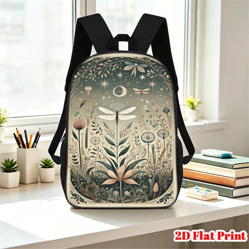 Zaino 1 pz Giardino Incantato di Stelle e Insetti, Zaino da Viaggio Grande Capacità per Uomo e Donna, Borsa Leggera per Computer Portatile a Spalla per Università Escursionismo Campeggio, Stampa Piana 2D, Piatto 2D