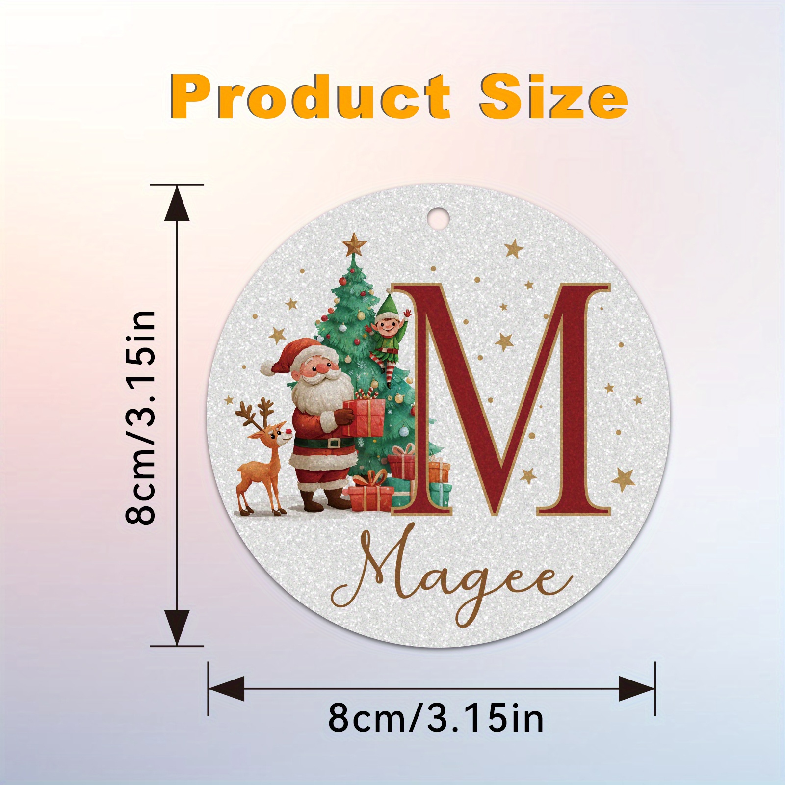 TEMU 2D Flat - . Personalisiertes Weihnachts Silberfarbenes A-Z Buchstaben Dekoratives Hängeornament für Zuhause Indoor Klassischer Runder 2D Flat