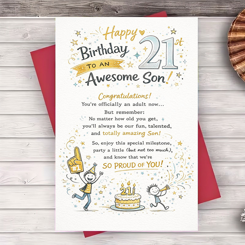 TEMU A Set Of 2 Items (including An Envelope And A Birthday Card) Designed For Celebrating A 21st Birthday, Ideal For Parents To Their Pride And This