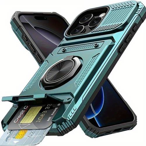 Shockproof Cellphone Case with Card Slot, Phone Protector Cover, Phone Accessories Compatible with iPhone 11 12 13 14 15 Pro Max