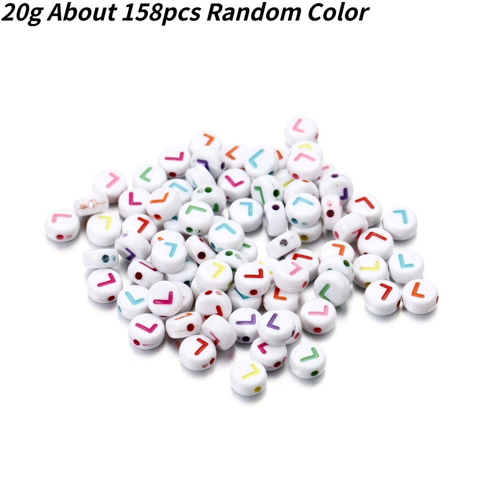 TEMU 2d Flat, 158pcs (20g) Alphabet Beads Suitable For Making - - Vowel & Letter Acrylic Beads With Random Colors, 0.7cm Mini Flat Round Discs For