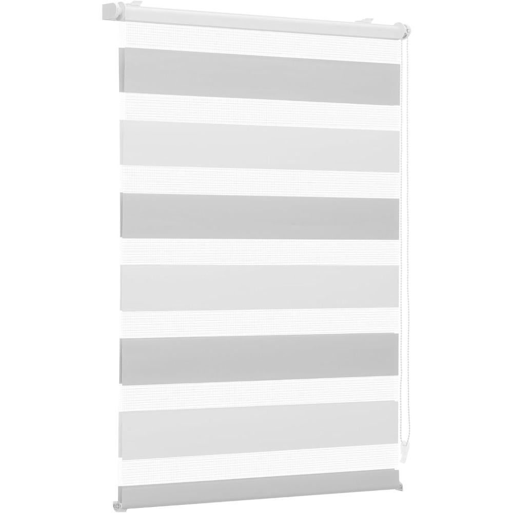 Sekey Double Roller Blind With Clamp Fix Without Drilling For Windows, Two-colour Double Roller Blind 100cm Wide, Duo Roller Blind Sun Protection, 100x130cm, Beige & Brown