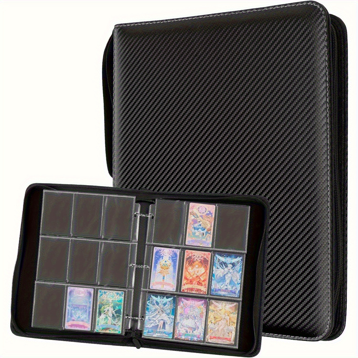 900-pockets Trading Card Binder, Sleeves With Zipper, Double Sided Pockets Card Holder Carry Case For Baseball Card, Football Card