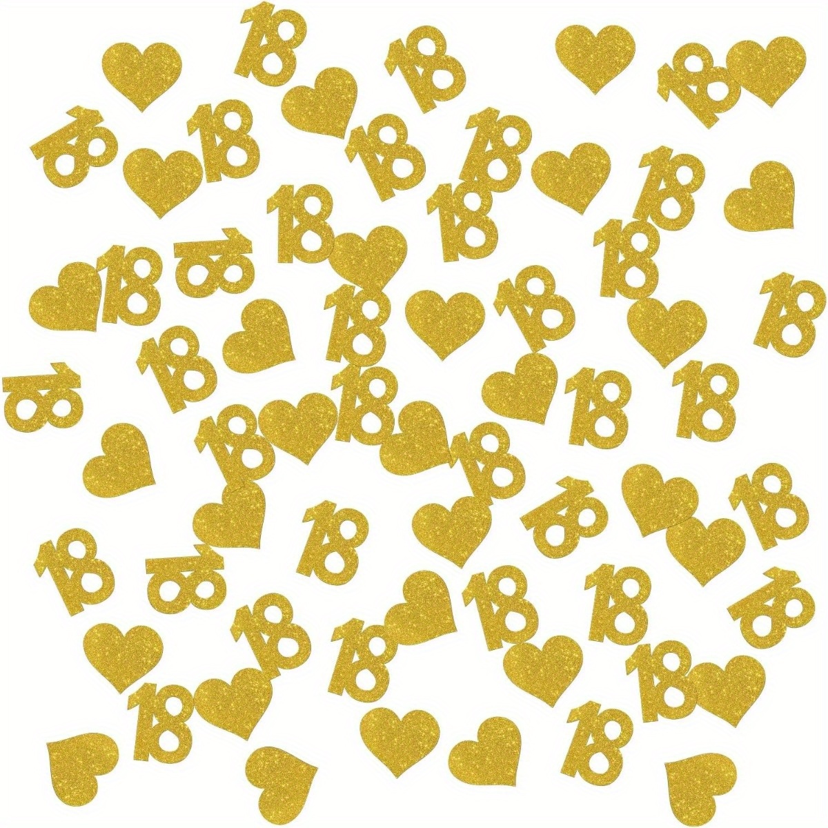 Image of 120pcs Of Number 18 Confetti In Golden Glitter, Perfect For Celebrating An 18th Birthday With Table Decorations, Paper For Eighteen Years, And Festive Decor For An 18th Anniversary Party