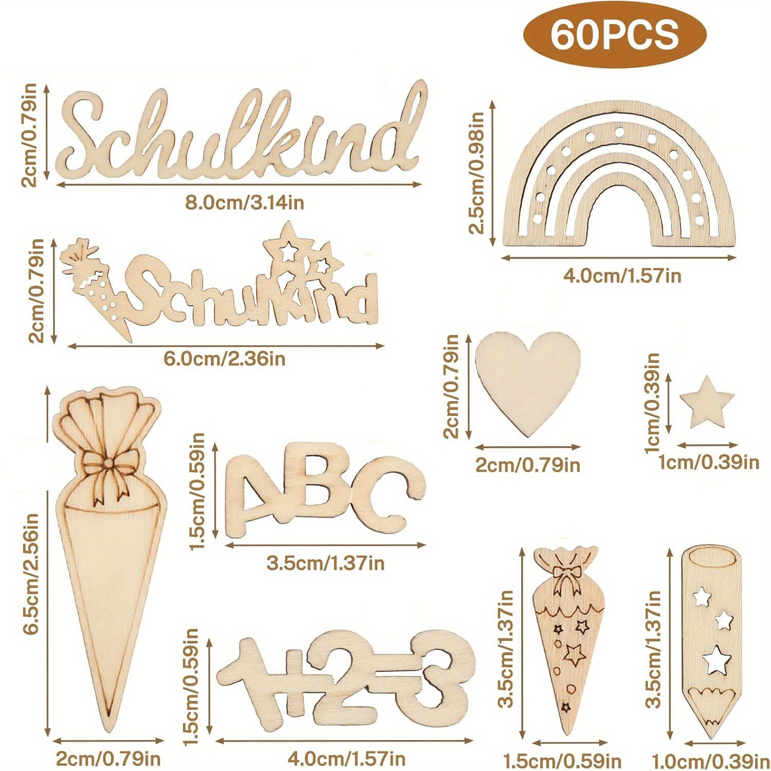 Image of 60pcs Wooden Confetti Decorations For First Day Of School, 2026 First Day Of School Decoration, Table Decoration, Confetti First Day Of School