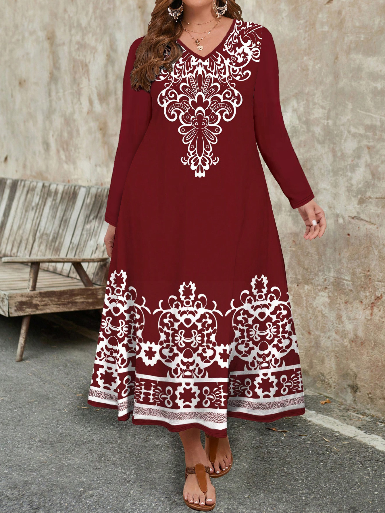 chinese dress ladies Plus Size Classic Wrap Belted Dress