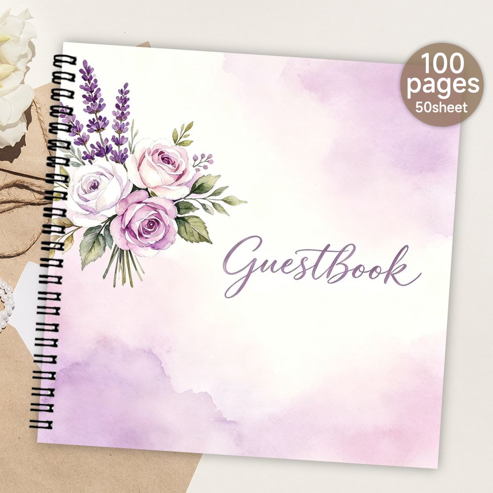 TEMU 'or 1 pièce, 'or à pages vierges, 'or floral avec signature à lavande et clair, cadeau significatif et album souvenir pour et pour mariage,