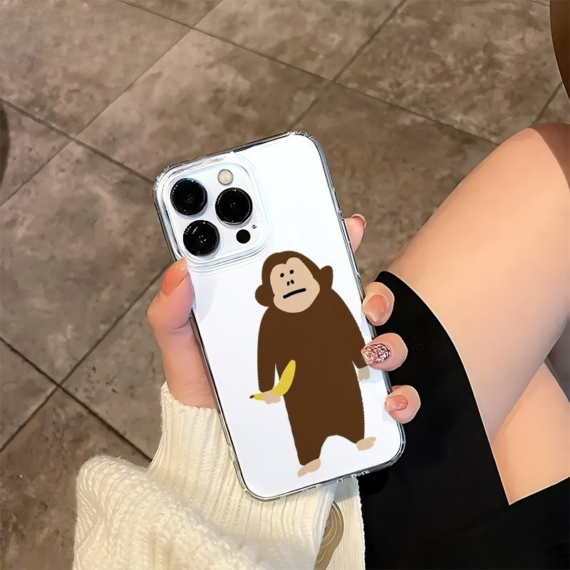 TEMU Phone Case - A Of Designs Featuring Monkeys And , This Transparent Protective Case Holes Is Shockproof And Suitable For Iphone