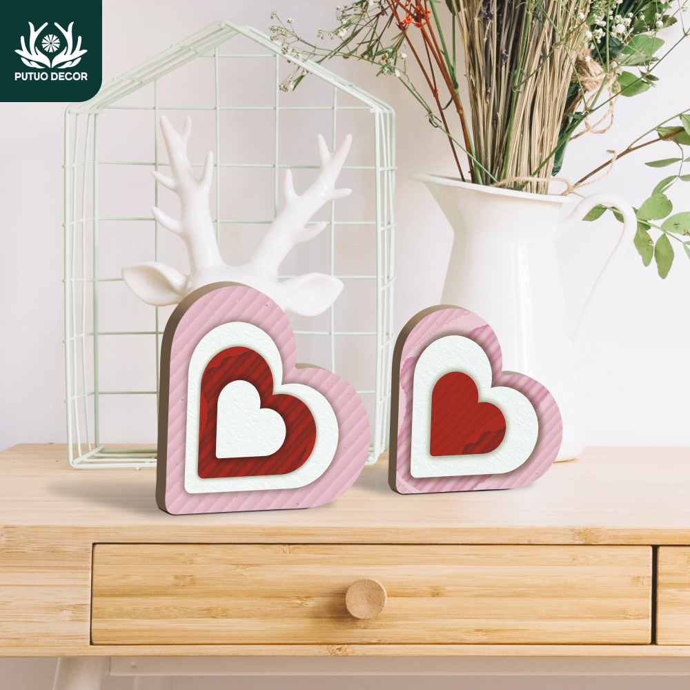 

2pcs Heart-shaped Wooden Decor Set For Valentine's Day - Home, Farmhouse, Cafes & Restaurants