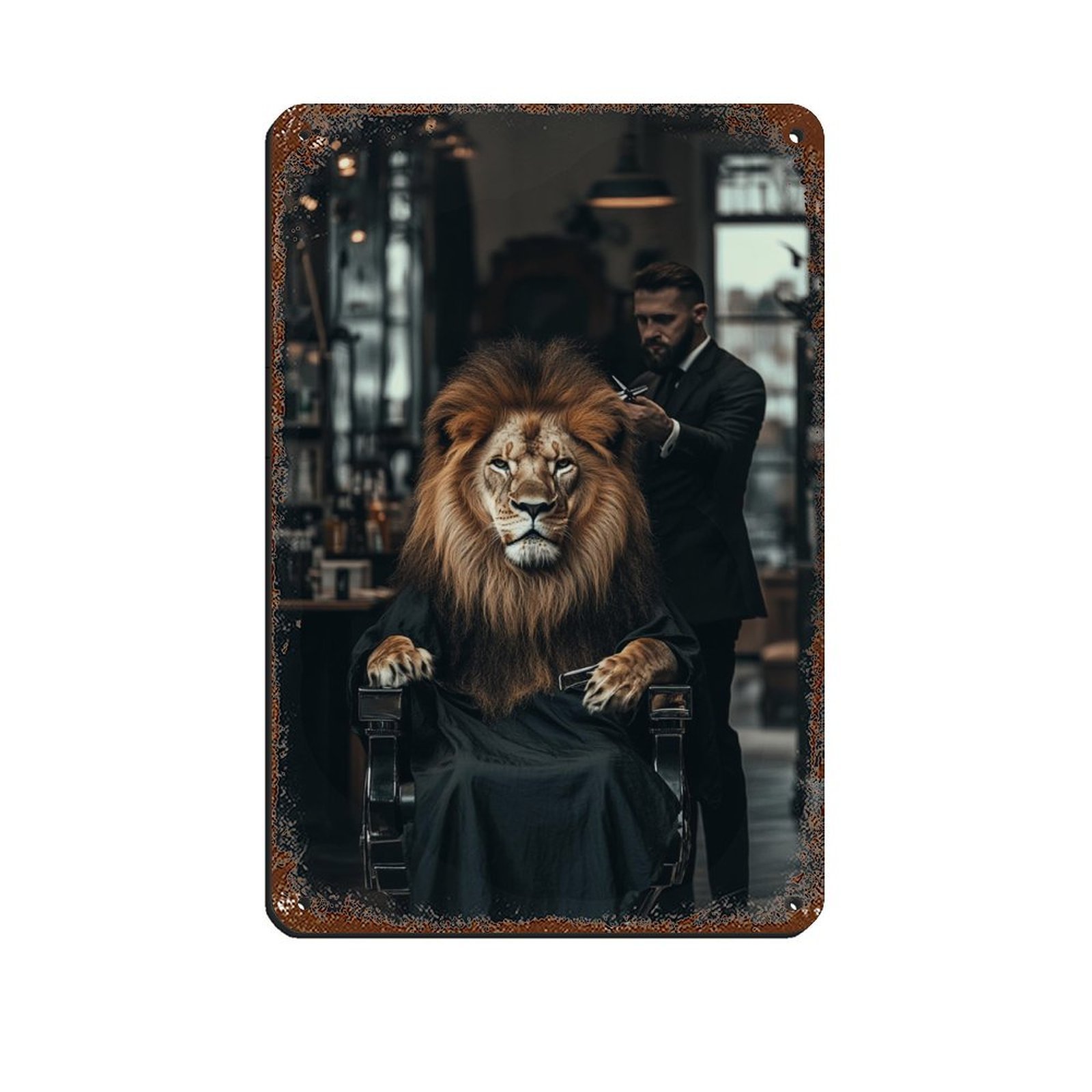 

Art en Métal de Lion - 8x12" | Décor en Fer Étanche et aux Intempéries pour & , Facile à Accrocher avec Trous Pré-percés