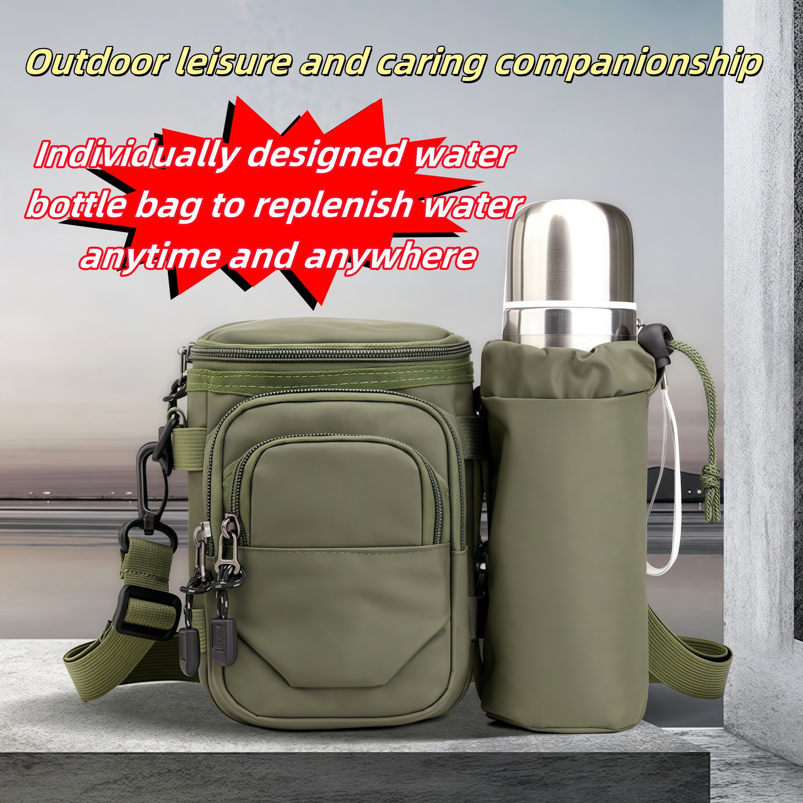 Neopren Tragetasche Für Wasserflaschen – Mit Schultergurt, 3 Taschen, Für Outdoor, Wandern, Camping
