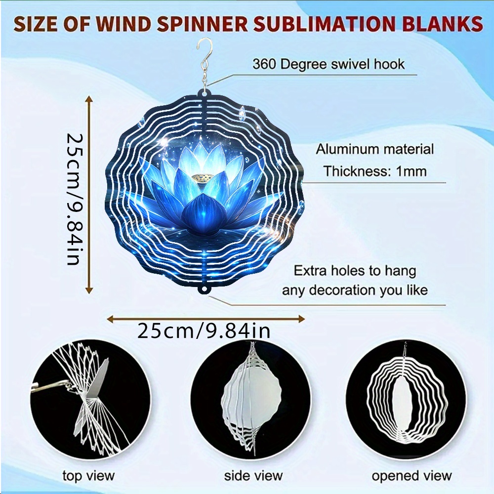 TEMU A Vintage Lotus Pattern Metal 3d Wind Chime With A 360° Rotating Hook A Strong Dynamic Artistic Effect, Making It Decorating Gardens, , And