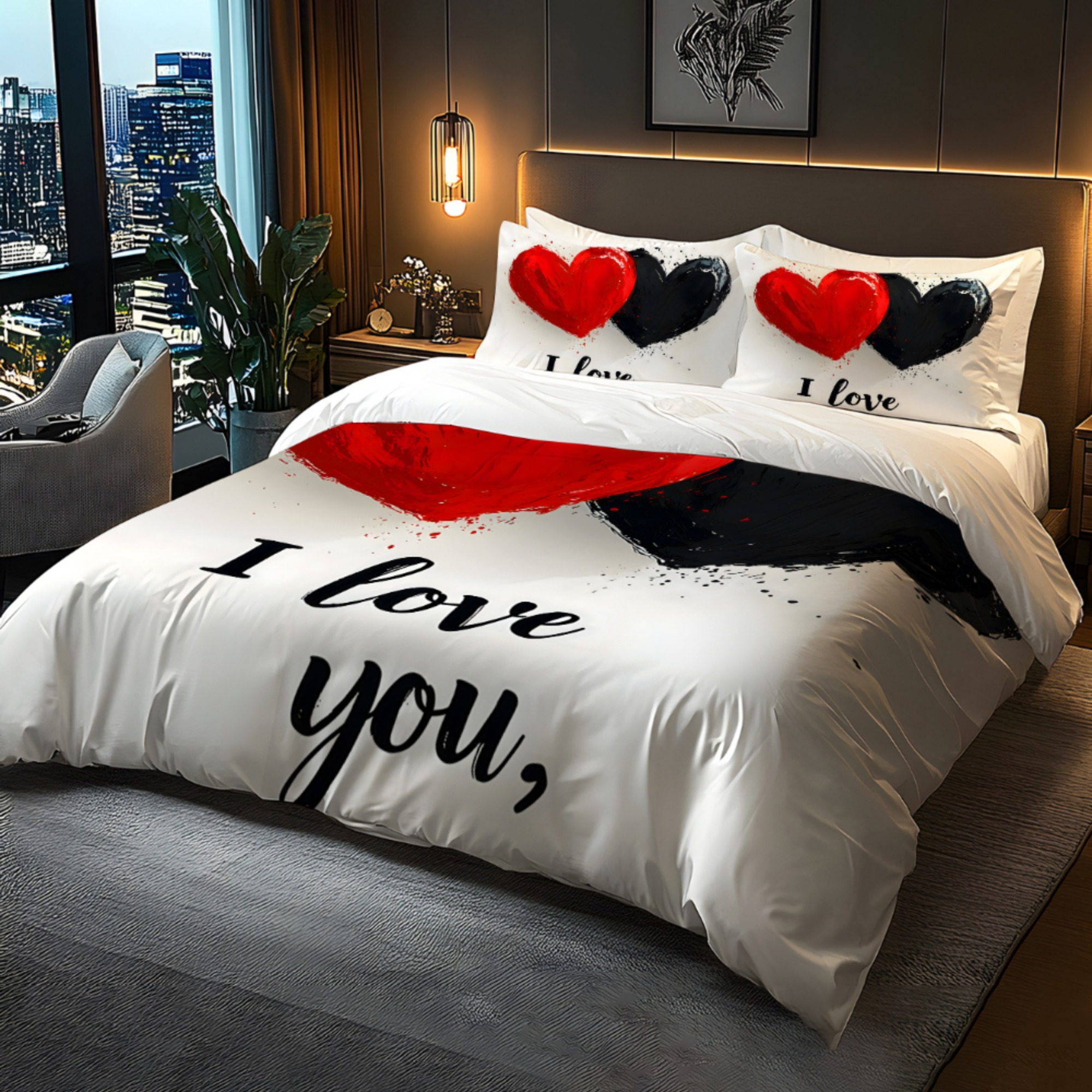 Image of Jit2/3pcs Heart-shaped Design Theme Pattern, 3d Stereoscopic Velvet Duvet Cover Set Bedding Without Filling Soft And Comfortable, Suitable For Bedroom, Hotel, Famous Hotel